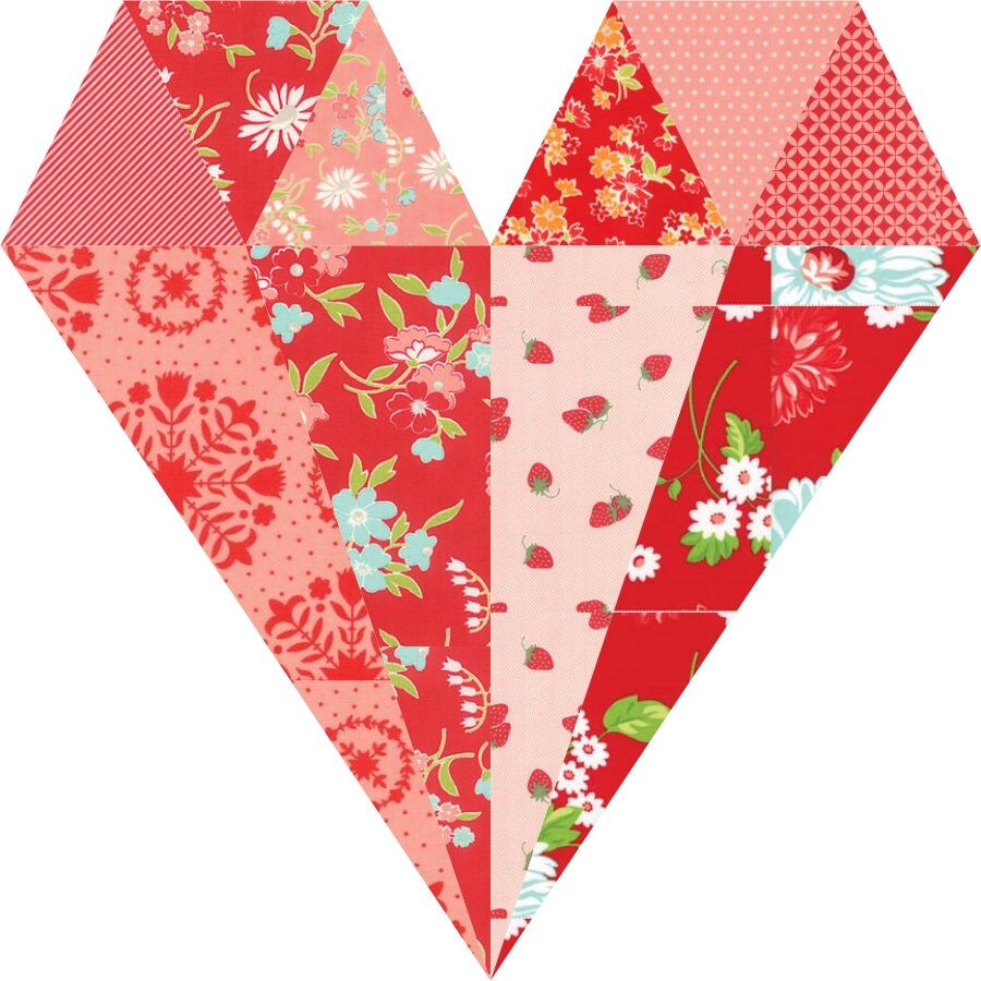 Diamond Heart Foundation Paper Pieced Quilt Block PDF Pattern - Instant Download
