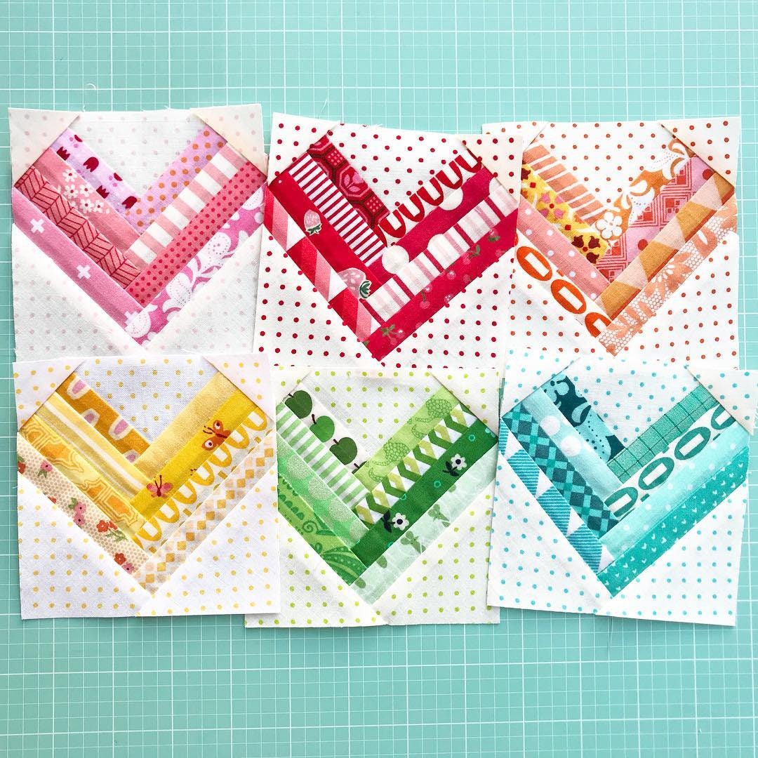 Herringbone Heart Foundation Paper Pieced Quilt Block PDF Pattern - Instant Download