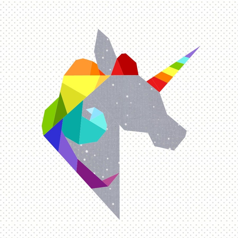 Magical Unicorn Foundation Paper Piecing Quilt Block PDF Pattern - Instant Download