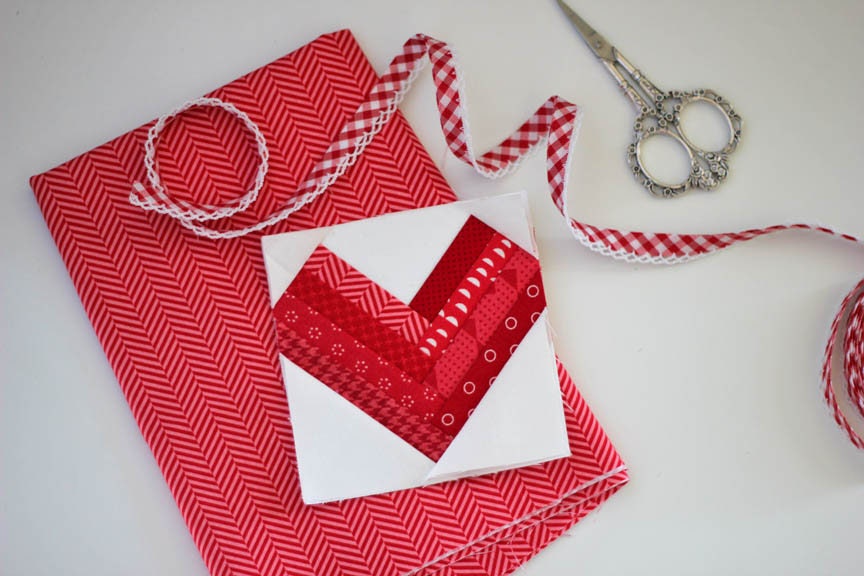 Herringbone Heart Foundation Paper Pieced Quilt Block PDF Pattern - Instant Download