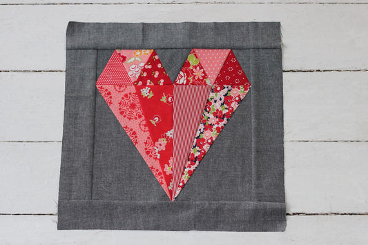 Diamond Heart Foundation Paper Pieced Quilt Block PDF Pattern - Instant Download
