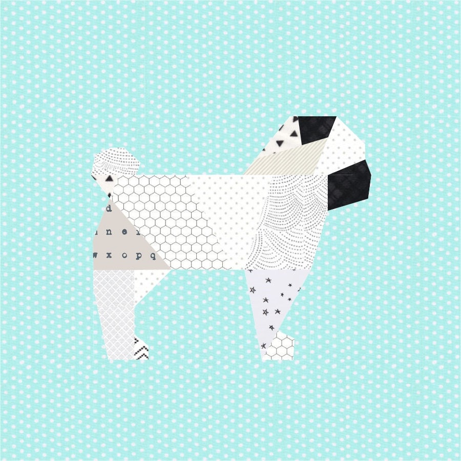 Mimi the Pug Foundation Paper Piecing Quilt Block PDF Pattern - Instant Download