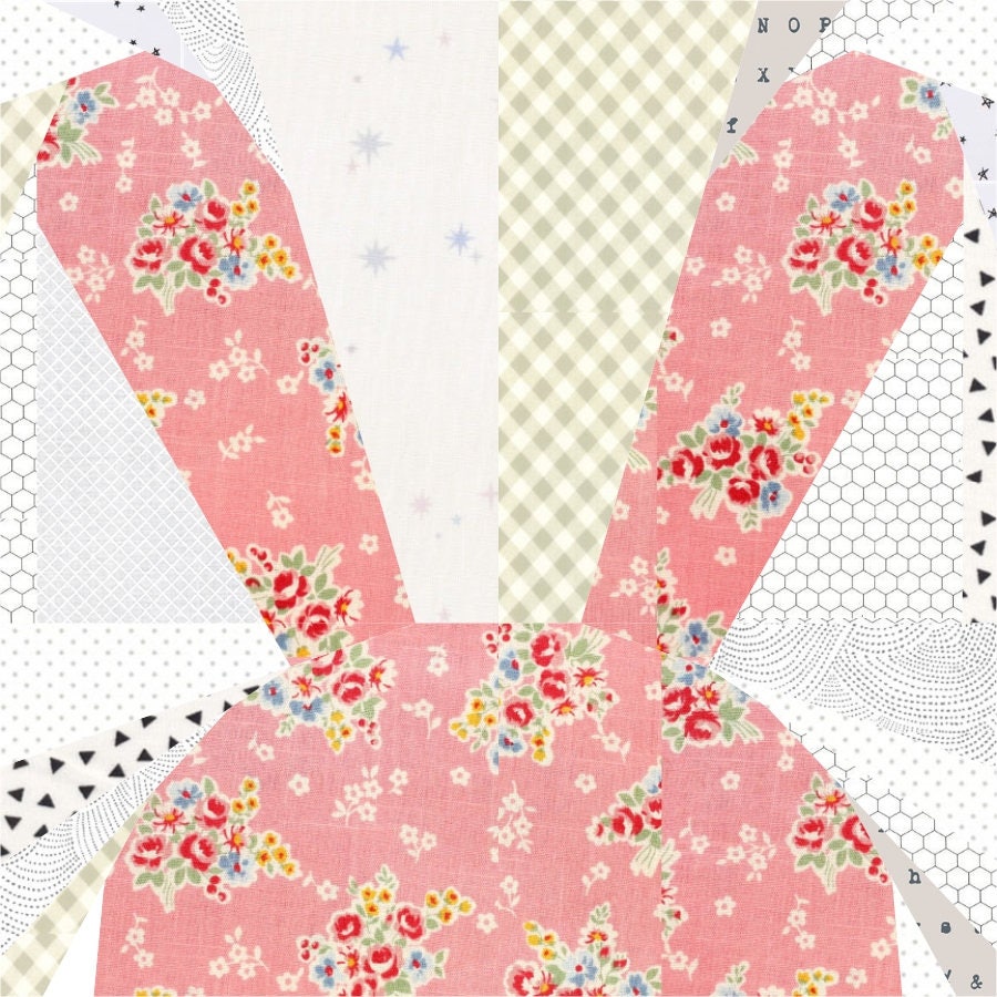 Peek-a-Boo Bunny Foundation Paper Piecing Quilt Block PDF Pattern - Instant Download