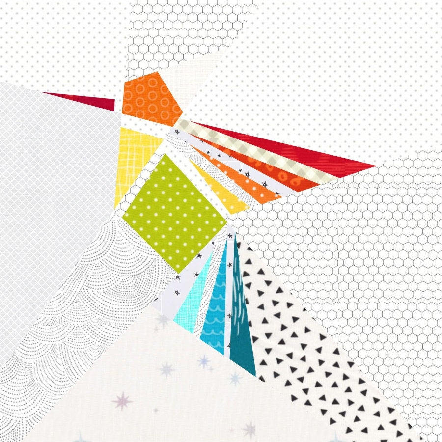 Hummingbird Foundation Paper Piecing Quilt Block PDF Pattern - Instant Download