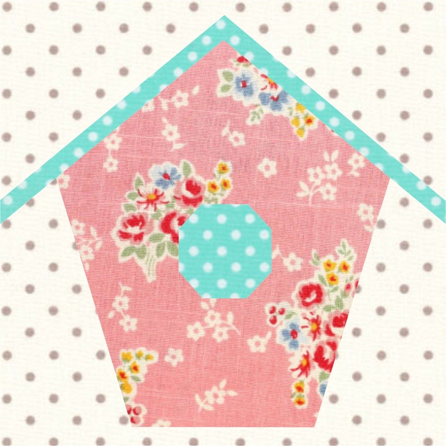 Birdhouse Foundation Paper Pieced Quilt Block PDF Pattern - Instant Download
