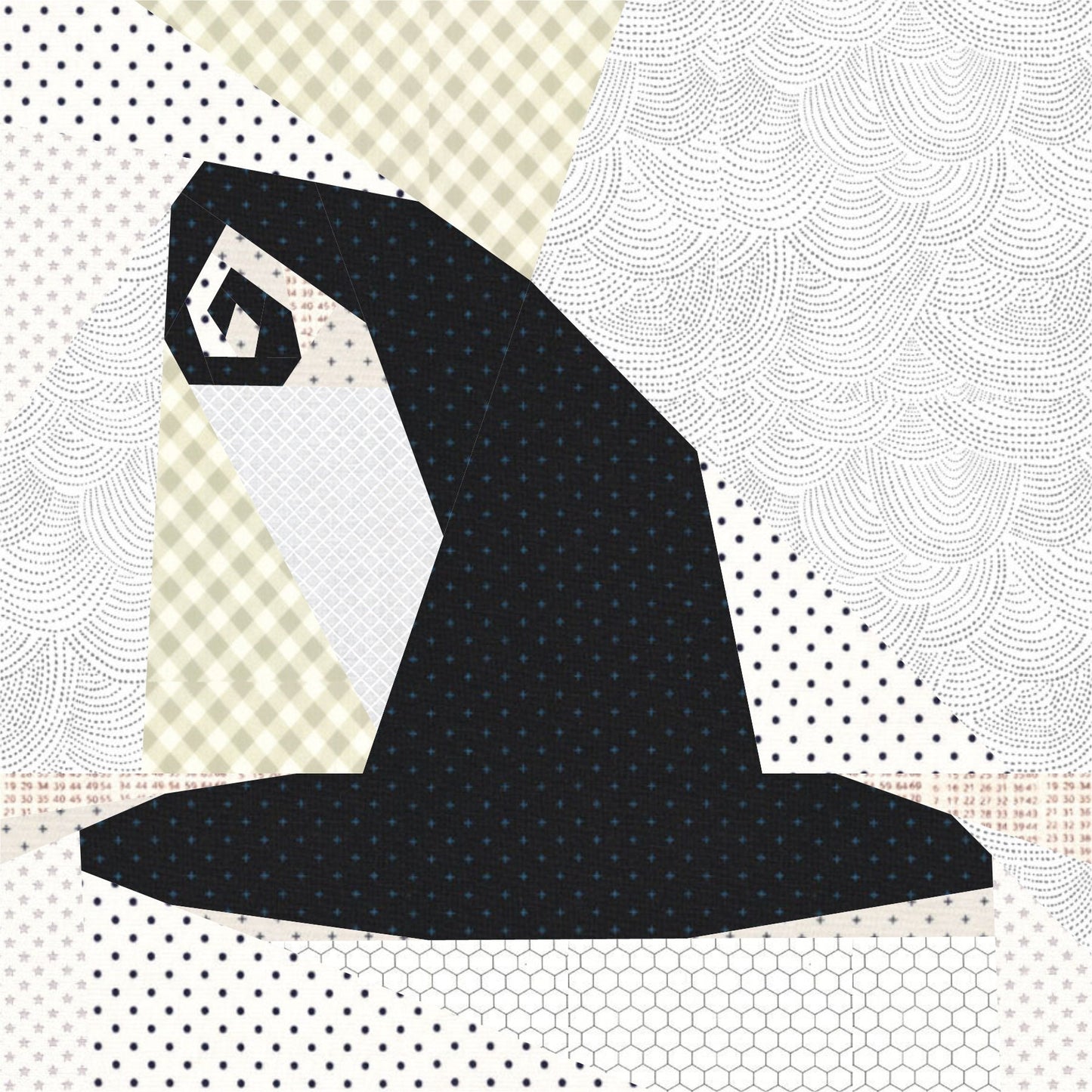 Witch's Hat Foundation Paper Piecing Quilt Block PDF Pattern - Instant Download