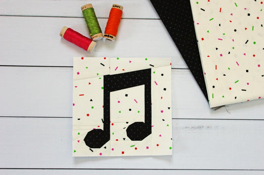 Music Notes Foundation Paper Pieced Quilt Block PDF Pattern - Instant Download