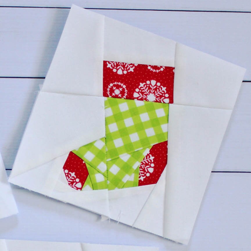 Stocking Foundation Paper Piecing Quilt Block PDF Pattern - Instant Download