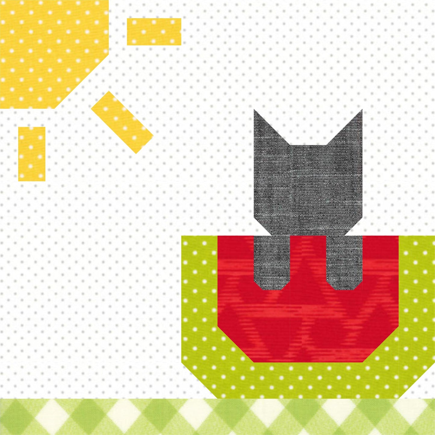 Summer Kitty Foundation Paper Piecing Quilt Block PDF Pattern - Instant Download
