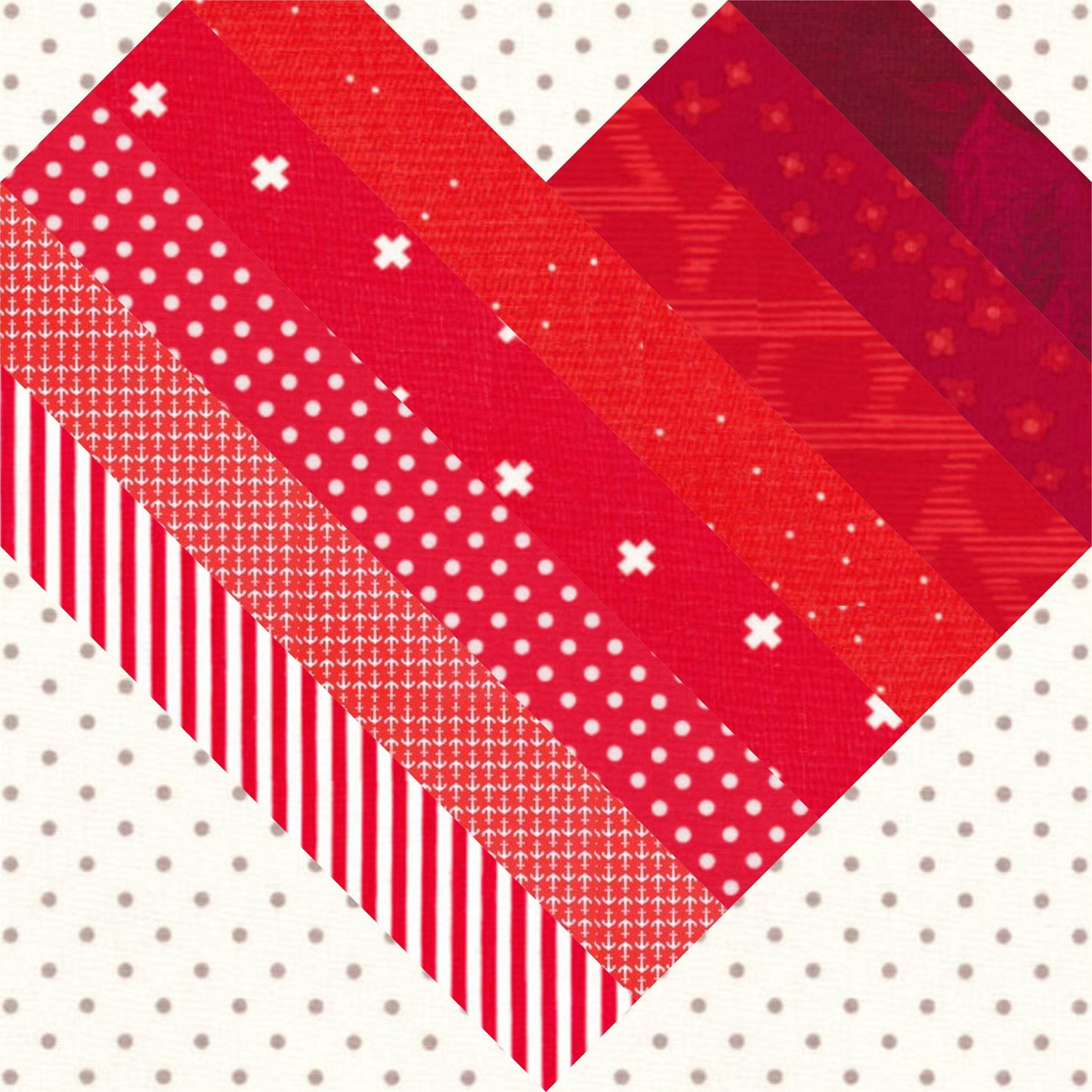 Striped Heart Foundation Paper Piecing Quilt Block PDF Pattern - Instant Download