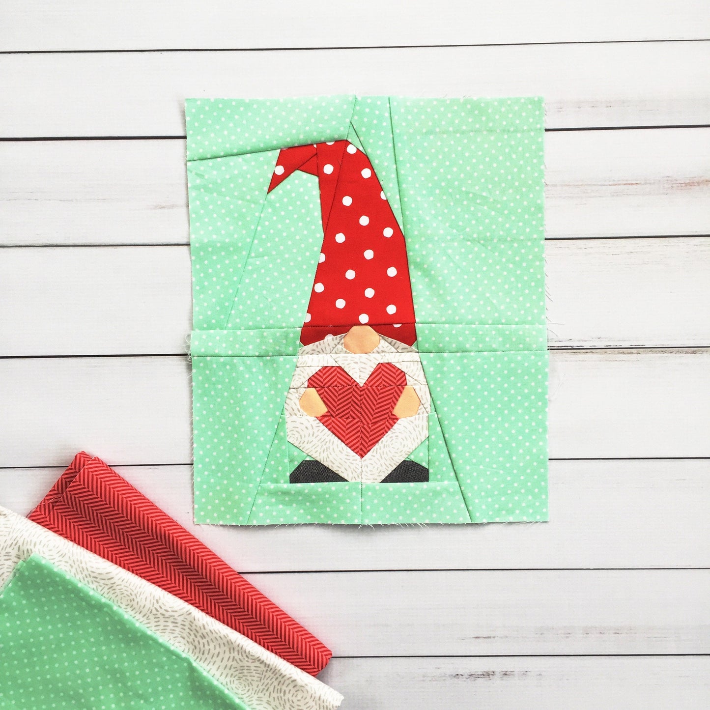 Heart Gnome Foundation Paper Piecing Quilt Block PDF Pattern - Instant Download
