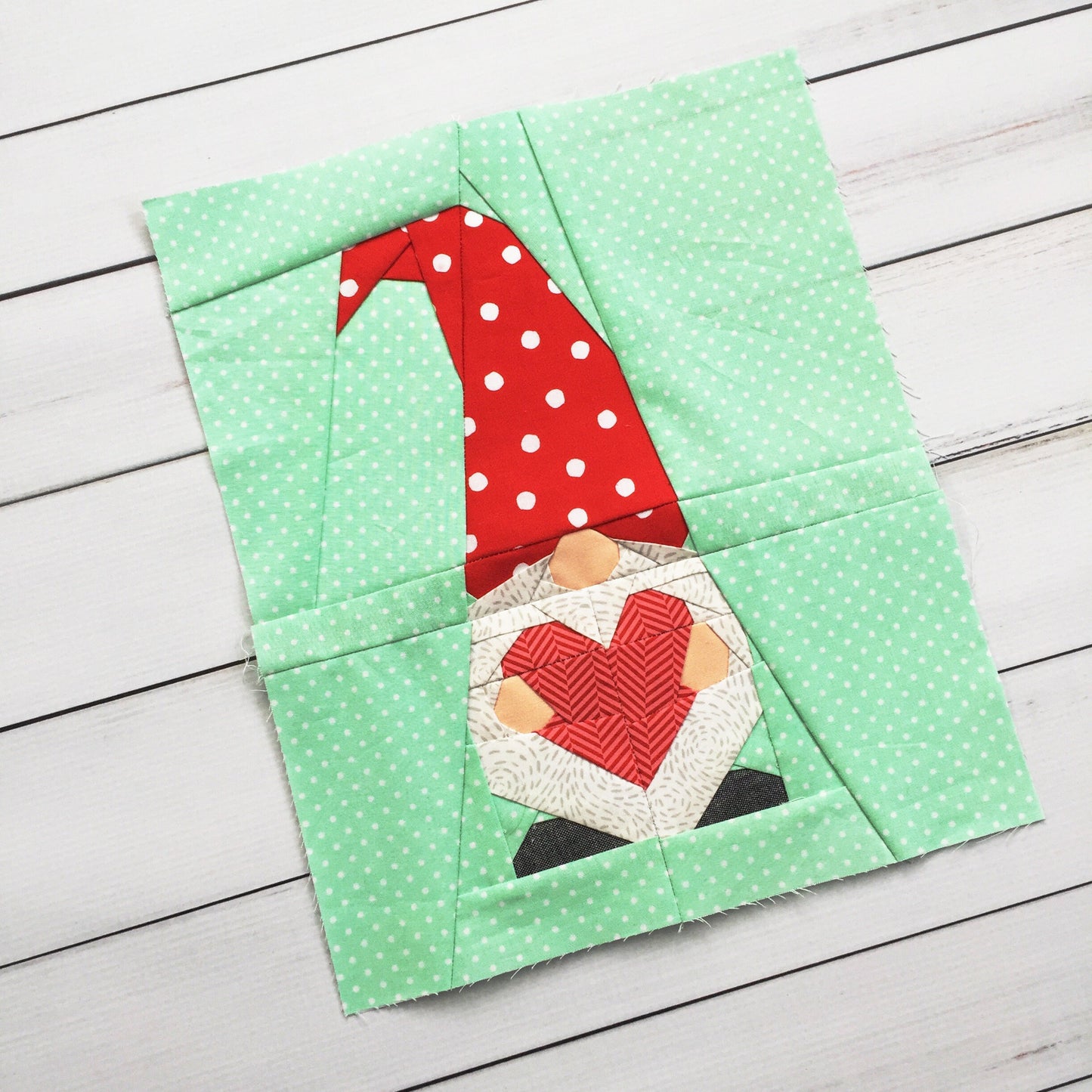 Heart Gnome Foundation Paper Piecing Quilt Block PDF Pattern - Instant Download