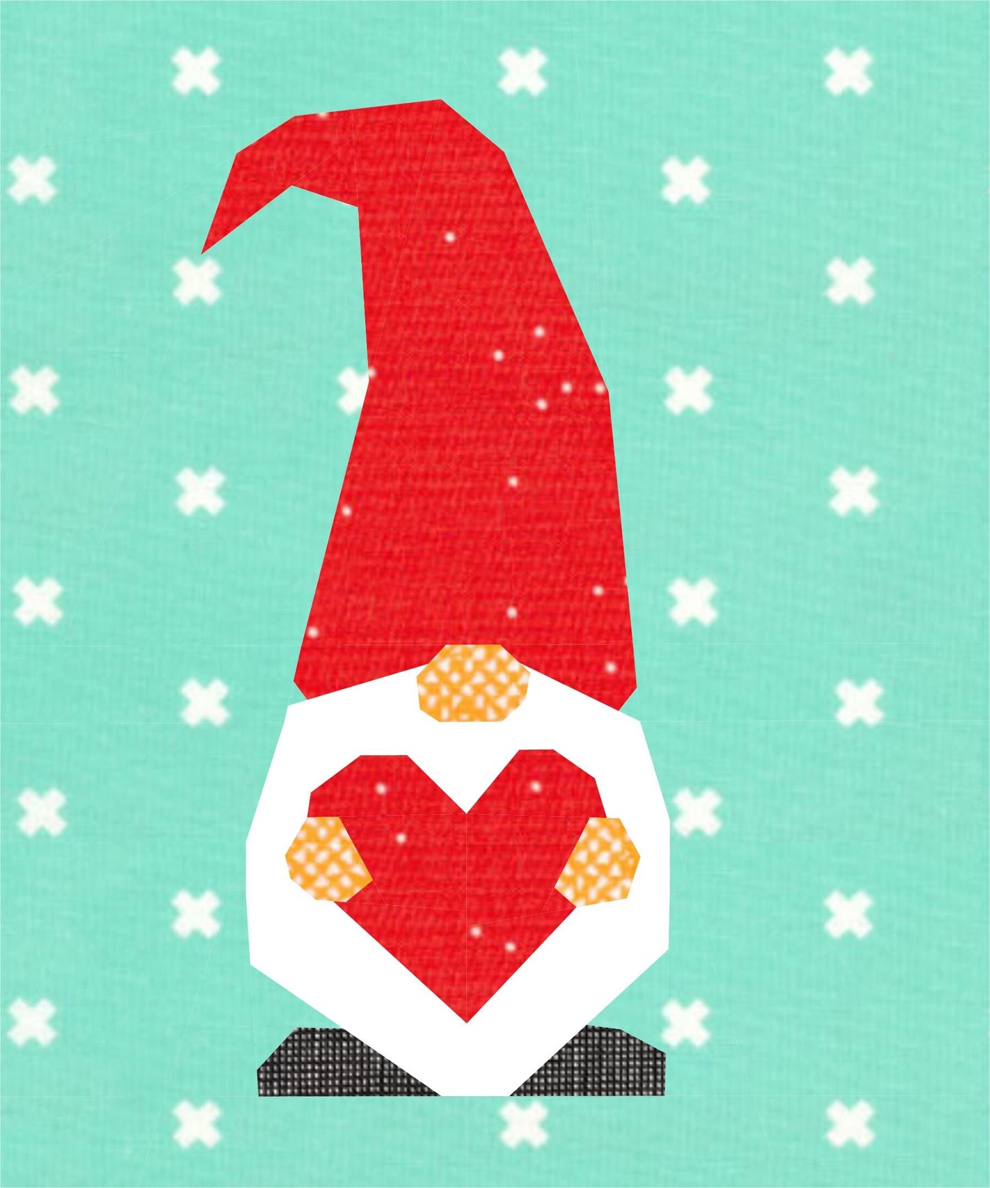 Heart Gnome Foundation Paper Piecing Quilt Block PDF Pattern - Instant Download