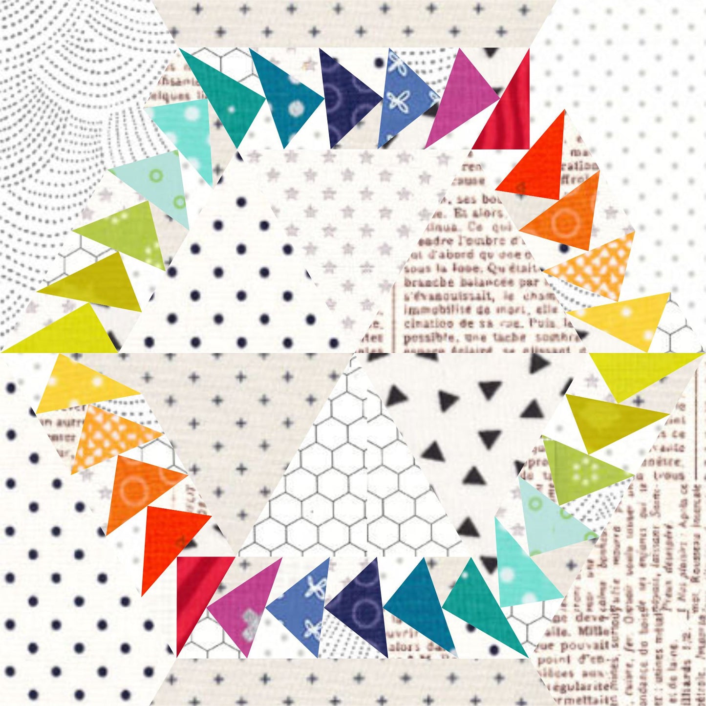 Geo Hexie Foundation Paper Piecing Quilt Block PDF Pattern - Instant Download