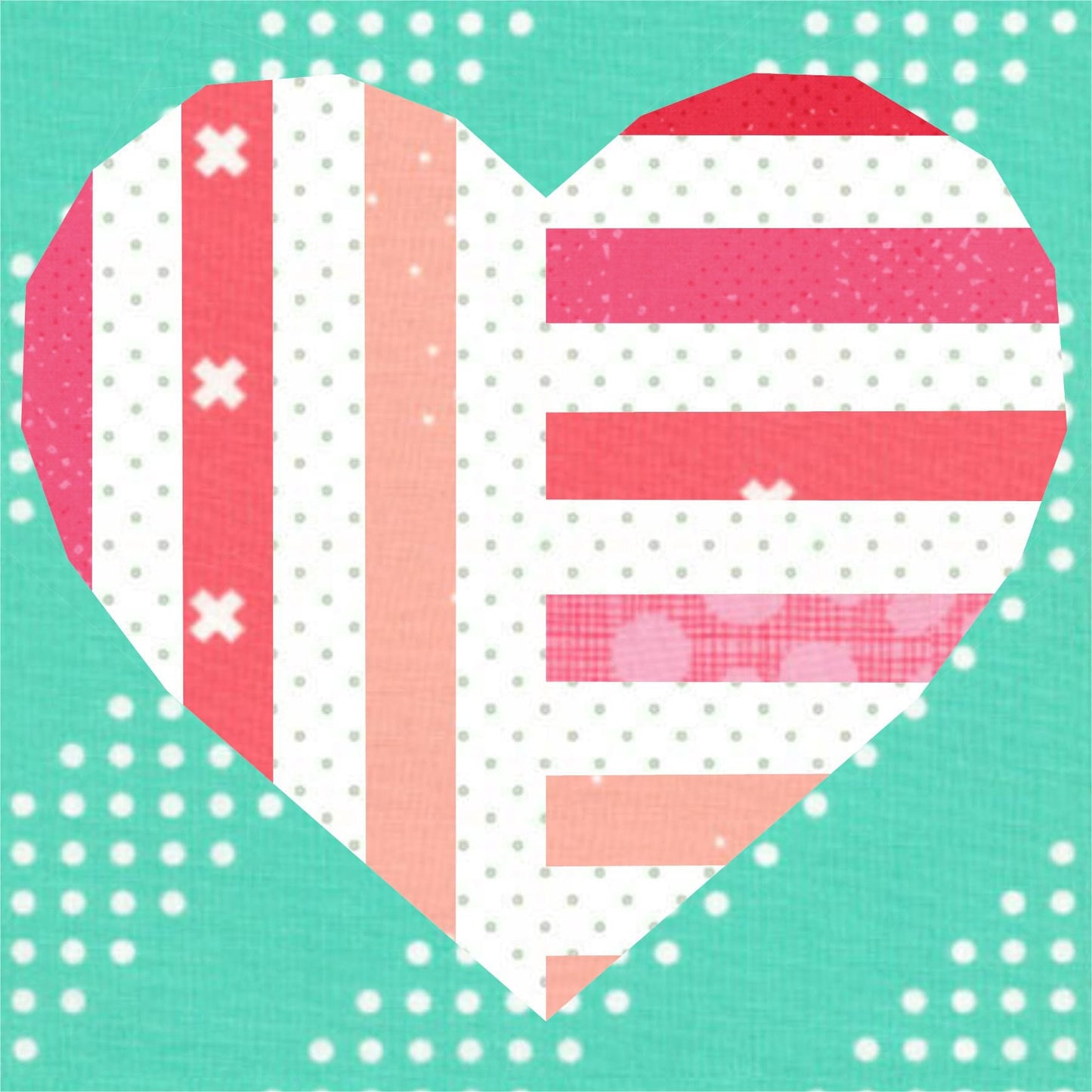 Mod Heart Foundation Paper Piecing Quilt Block PDF Pattern - Instant Download