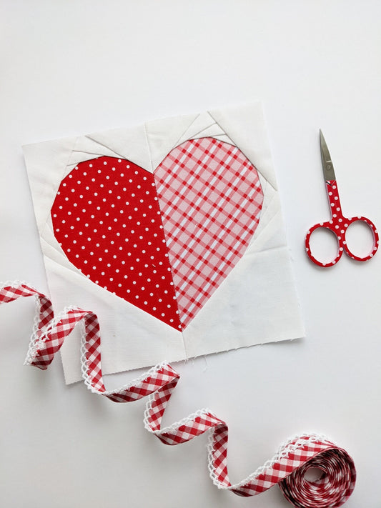 Classic Heart Foundation Paper Piecing Quilt Block PDF Pattern - Instant Download