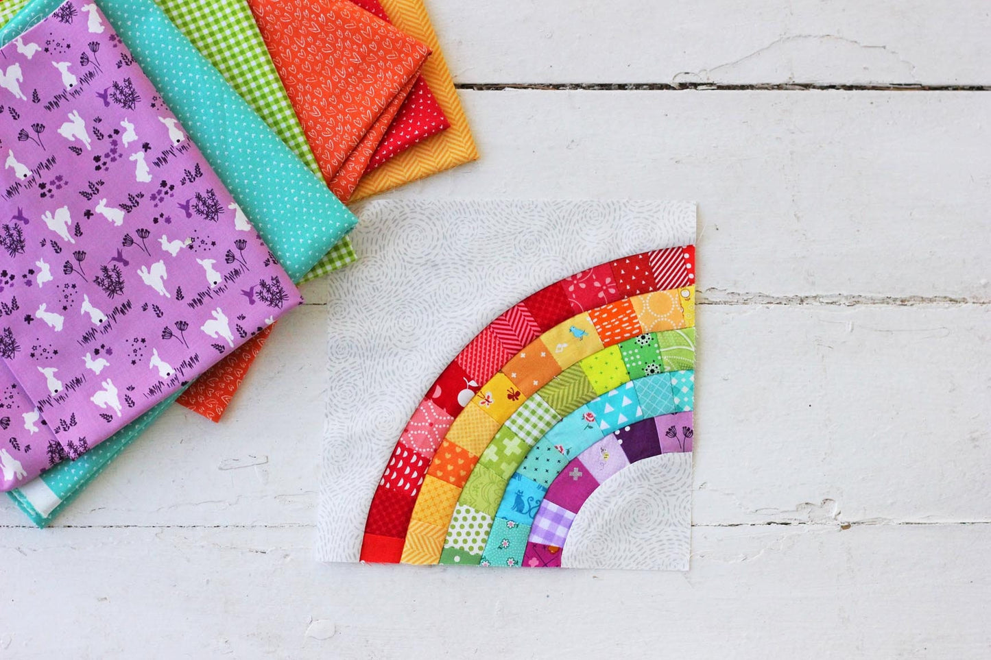 Scrappy Rainbow Mini Quilt PDF Pattern - Instant Download