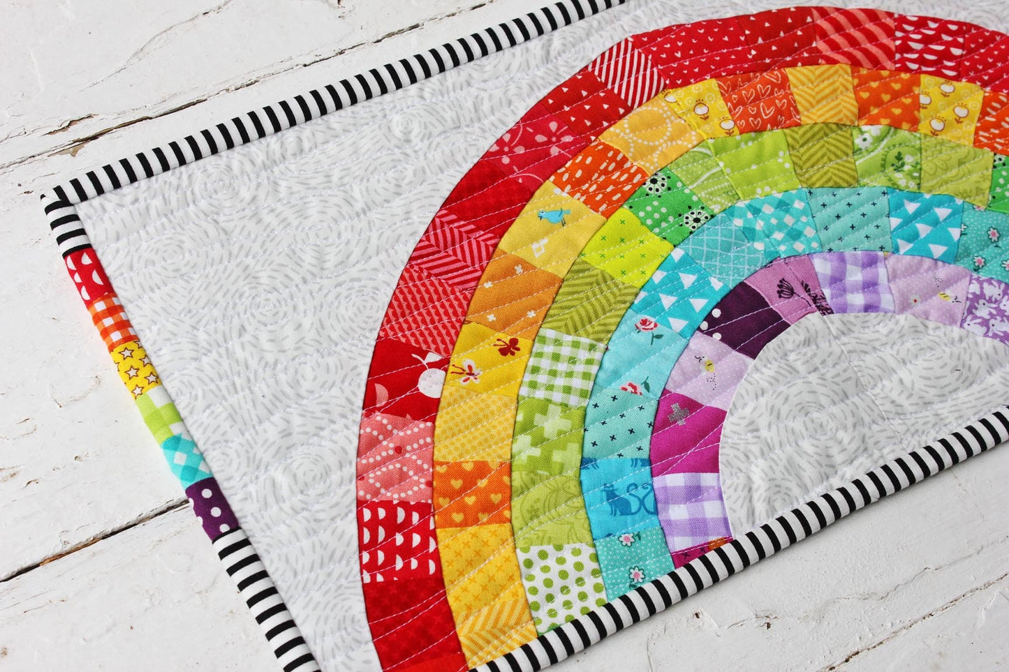 Scrappy Rainbow Mini Quilt PDF Pattern - Instant Download