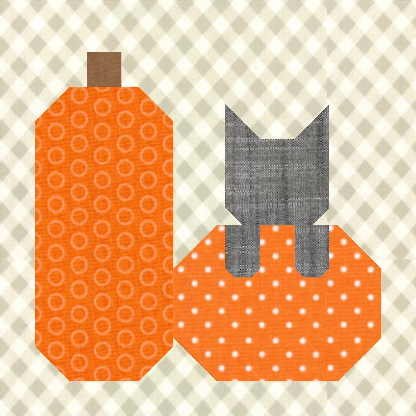 Autumn Kitty Foundation Paper Pieced Quilt Block PDF Pattern - Instant Download