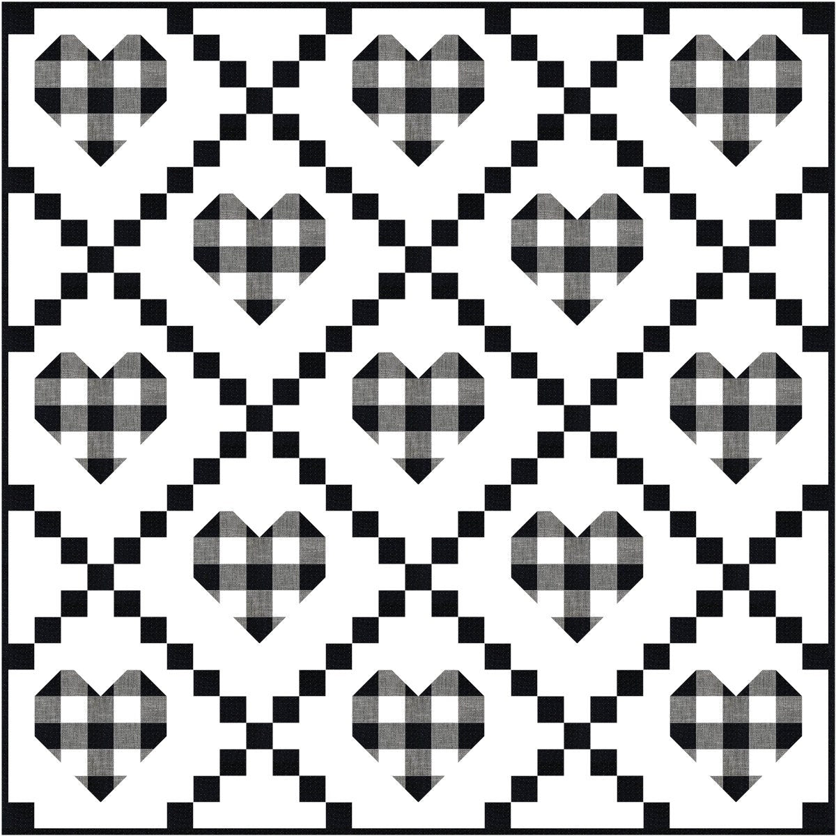 Farmhouse Hearts Quilt PDF Pattern - Instant Download